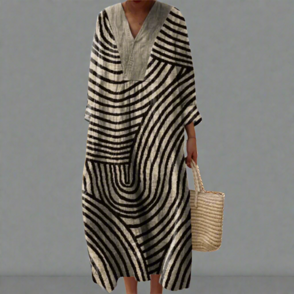 Irene | Monochrome Labyrint Flow Jurk