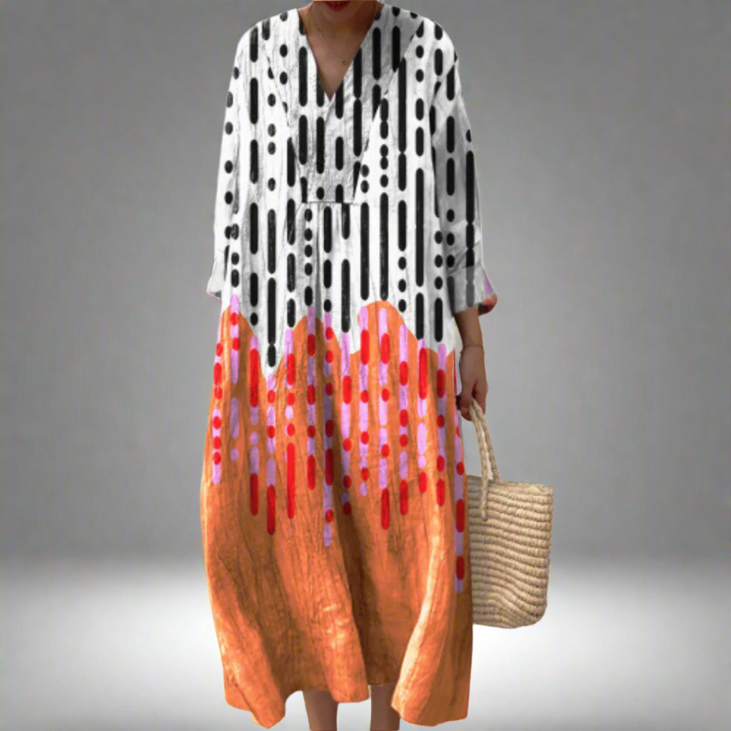 Tessa | Abstract Drip Print Maxi Jurk