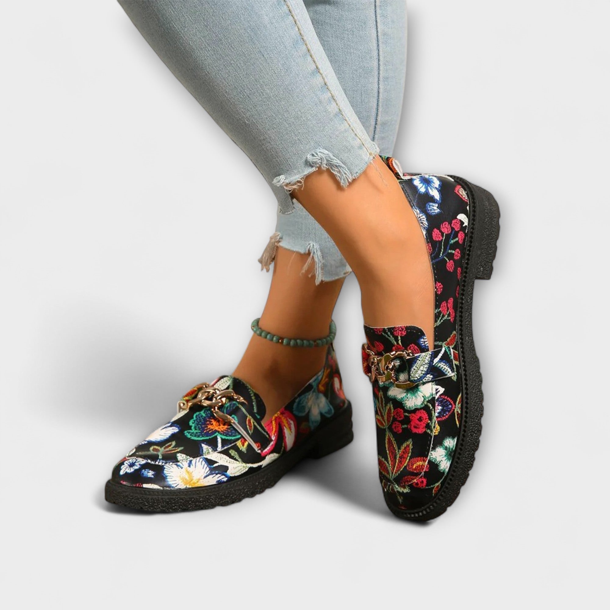 Orla | Multicolor Mocasines met Bloemenpatroon