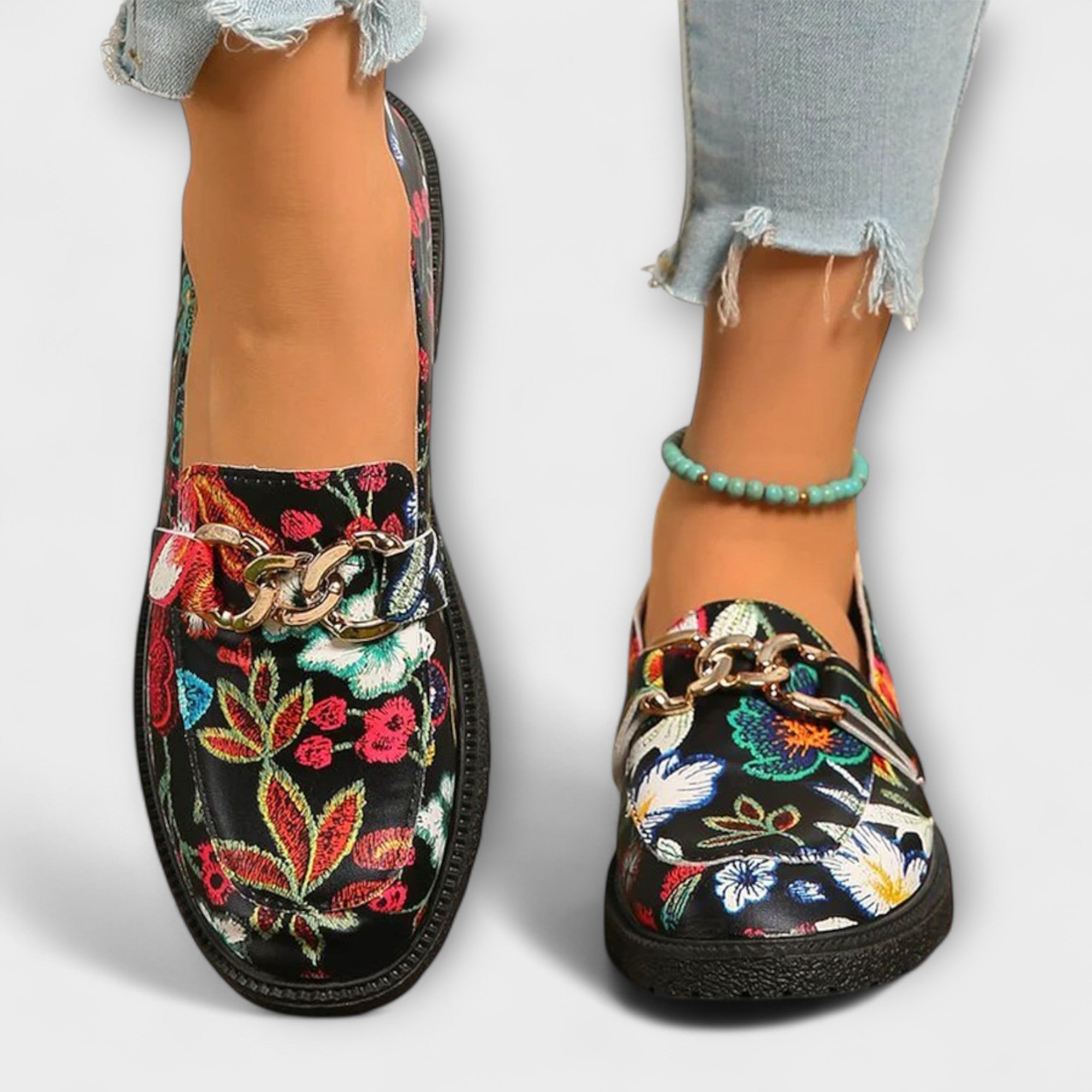 Orla | Multicolor Mocasines met Bloemenpatroon
