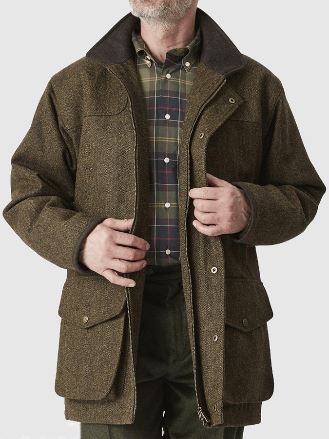 Heren Western Vintage Outdoor Jacht Rits Knop Herringbone Casual Jas Laatste dag 80% korting!